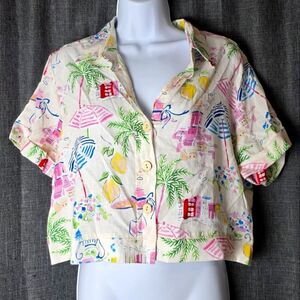 NWT- CALYPSO ST. BARTH Cropped Button Down